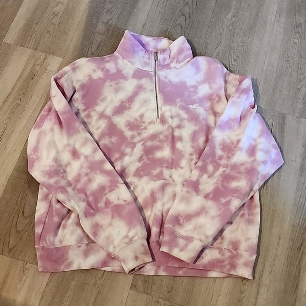Hollister purple tie dye half zip pullover
